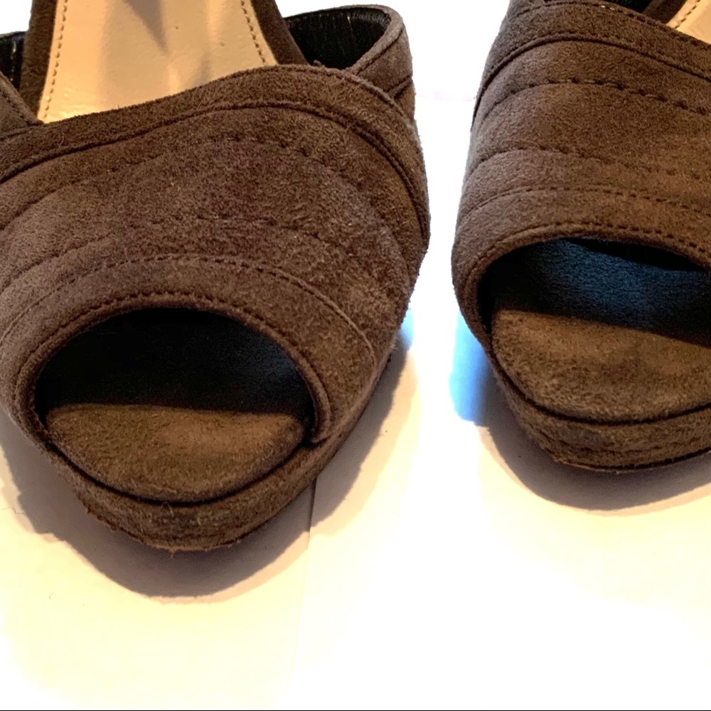 Prada Suede Grey Brown High Peep Heel 37 7 - Picture 8 of 14
